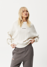 Afends Womens Ari - Waffle Crew Neck Jumper - Off White - Afends womens ari   waffle crew neck jumper   off white 