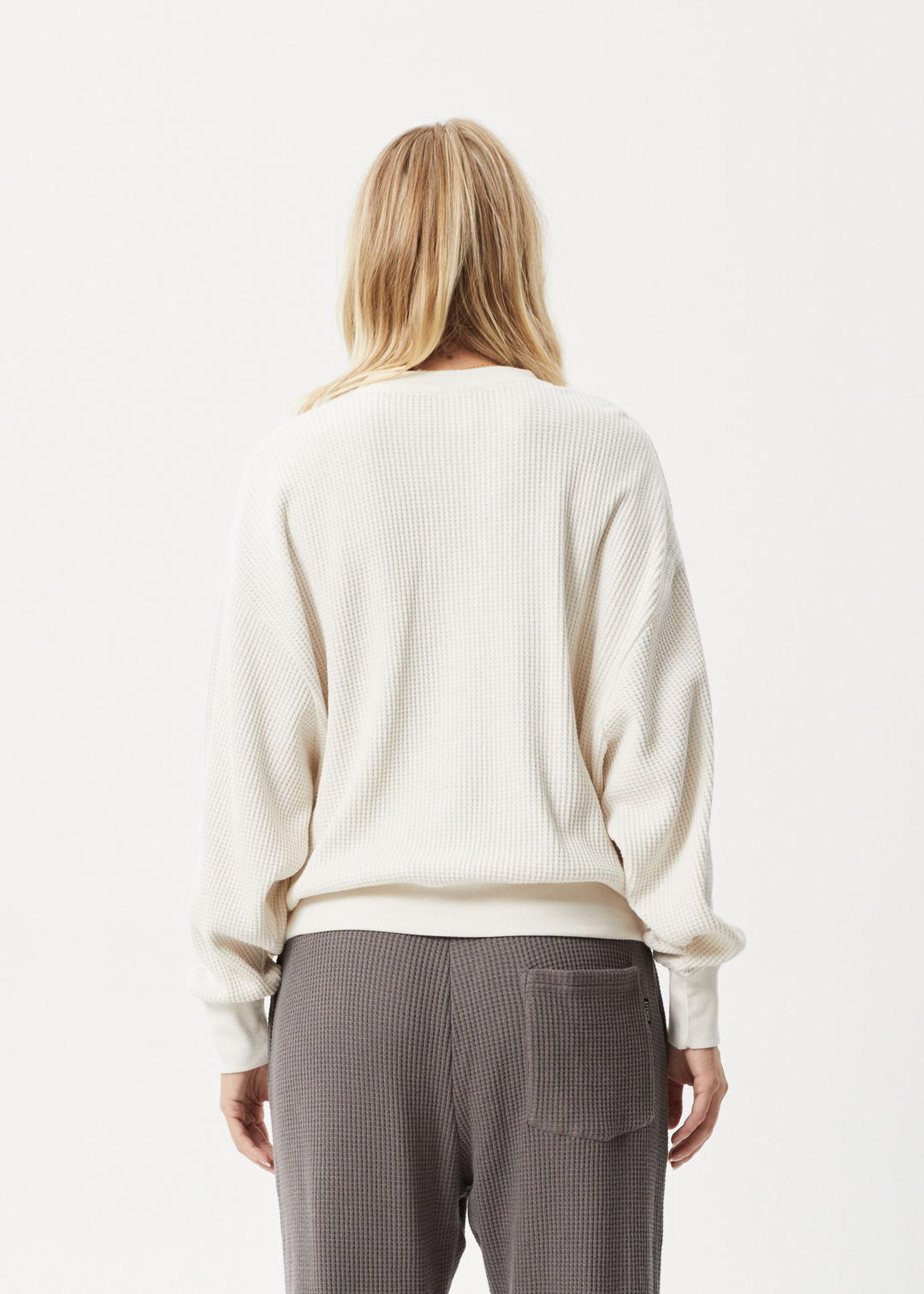 AFENDS Womens Ari - Waffle Crew Neck Jumper - Off White 