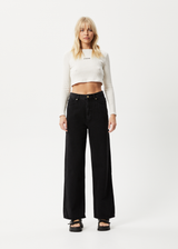 Afends Womens Ari - Waffle Long Sleeve Cropped Top - Off White - Afends womens ari   waffle long sleeve cropped top   off white 