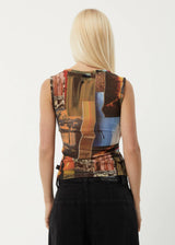 Afends Womens Boulevard - Recycled Sheer Sleeveless Top - Multi - Afends womens boulevard   recycled sheer sleeveless top   multi 