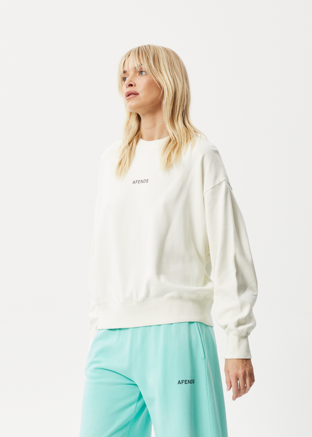 AFENDS Womens Boundless - Crew Neck Jumper - Off White 