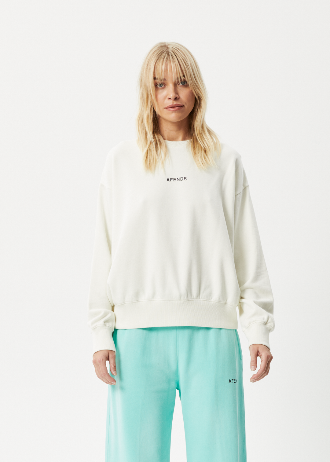 AFENDS Womens Boundless - Crew Neck Jumper - Off White 