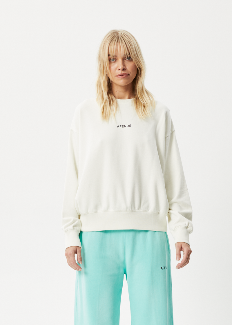 Afends Womens Boundless - Recycled Crew Neck Jumper - Off White