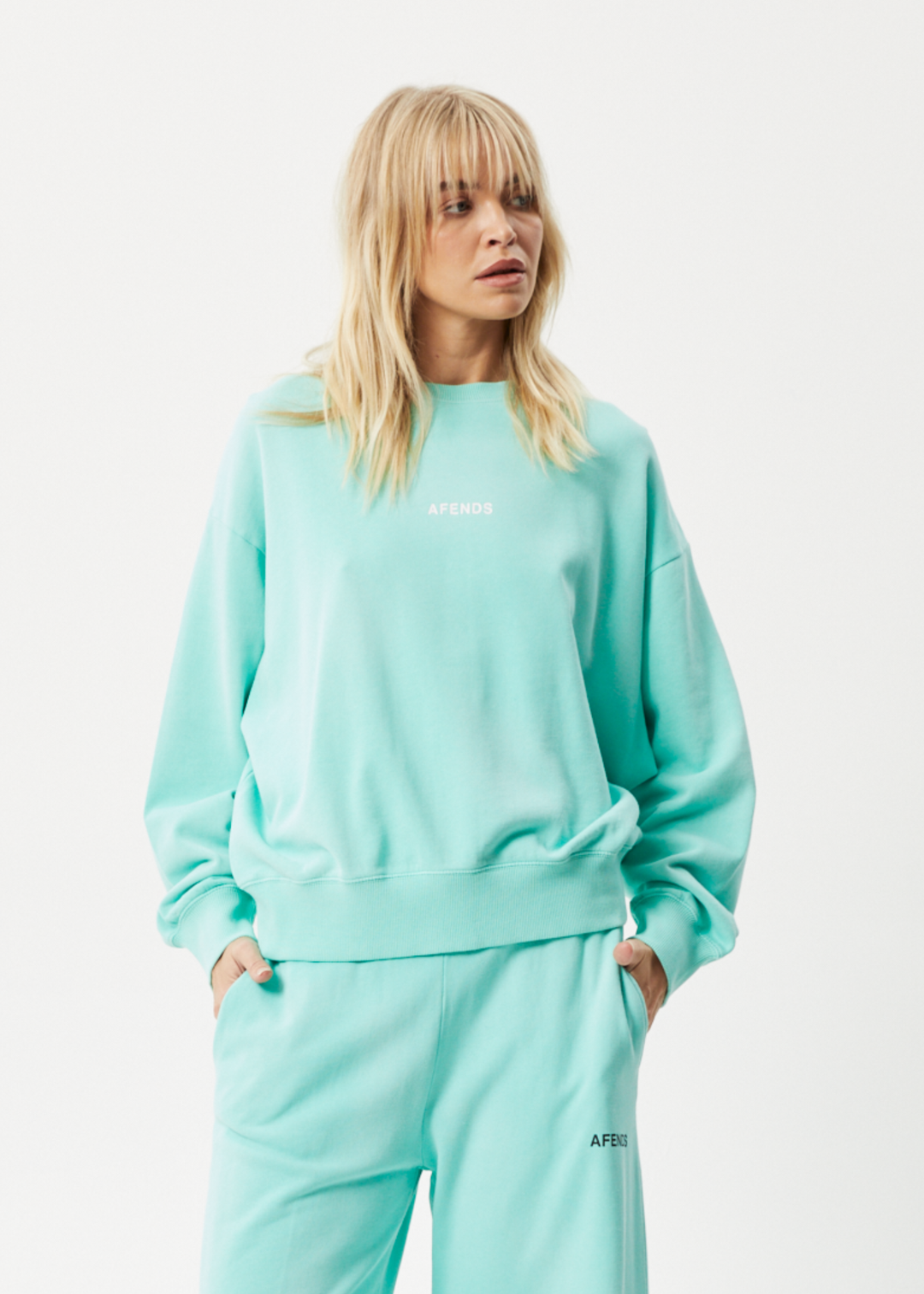 AFENDS Womens Boundless - Crew Neck Jumper - Worn Jade 