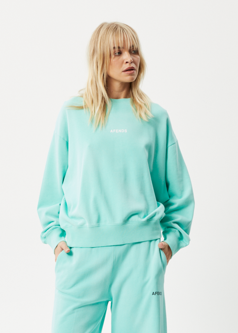 Afends Womens Boundless - Recycled Crew Neck Jumper - Worn Jade