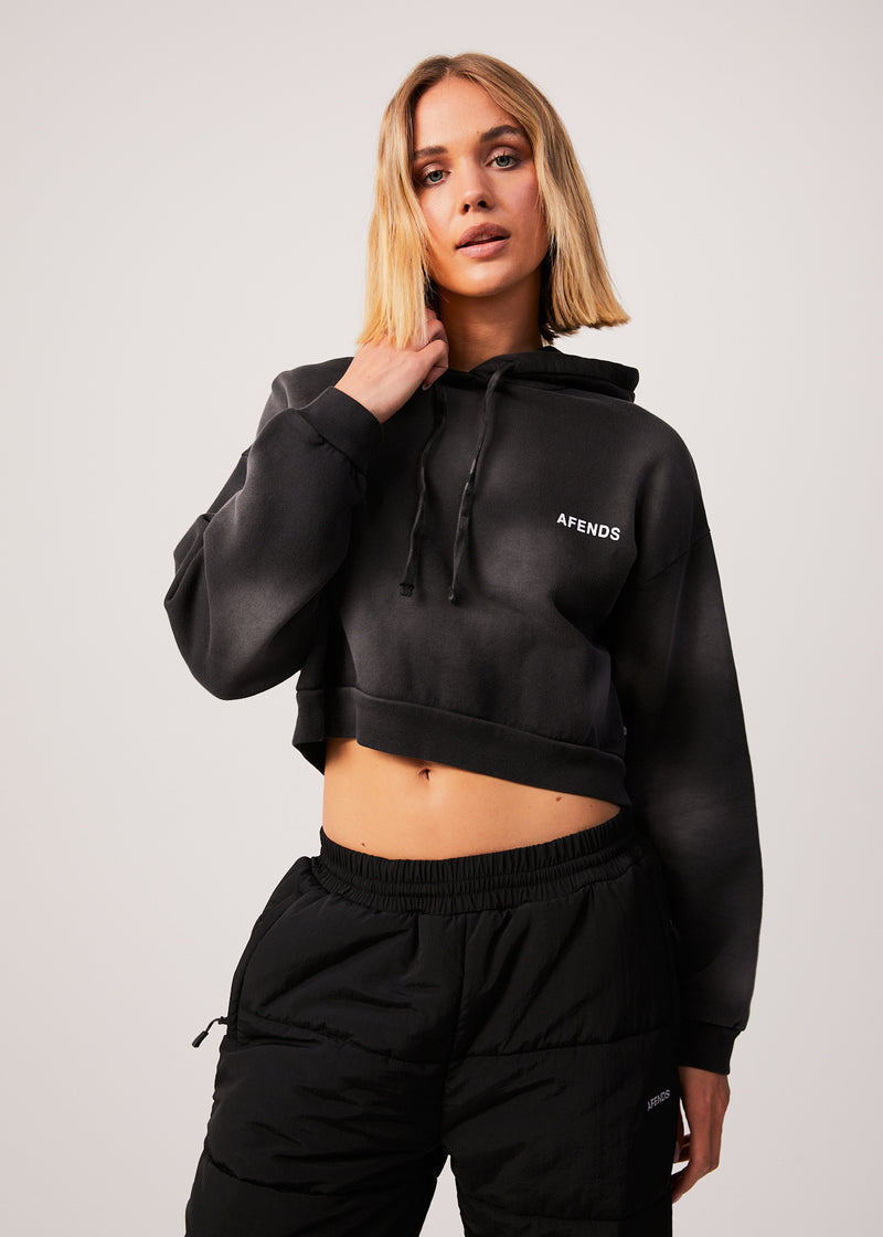 Afends Womens Boundless - Recycled Cropped Hoodie - Black