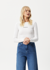 Afends Womens Boundless - Recycled Ribbed Cropped Long Sleeve Top - White - Afends womens boundless   recycled ribbed cropped long sleeve top   white 