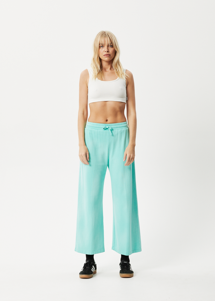 Afends Womens Boundless - Recycled Wide Leg Trackpants - Worn Jade - Afends