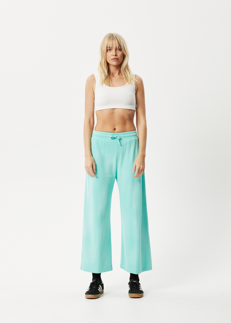 Afends Womens Boundless - Recycled Wide Leg Trackpants - Worn Jade