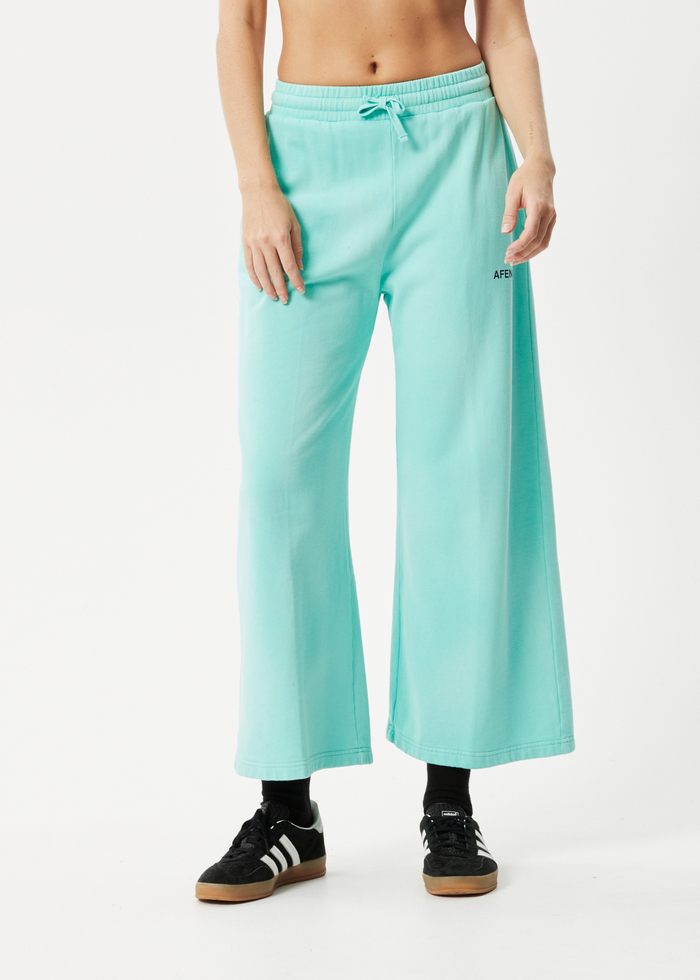 Afends Womens Boundless - Recycled Wide Leg Trackpants - Worn Jade 