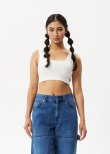 Afends Womens Chia - Hemp Ribbed Cropped Singlet - Off White - Afends womens chia   hemp ribbed cropped singlet   off white 
