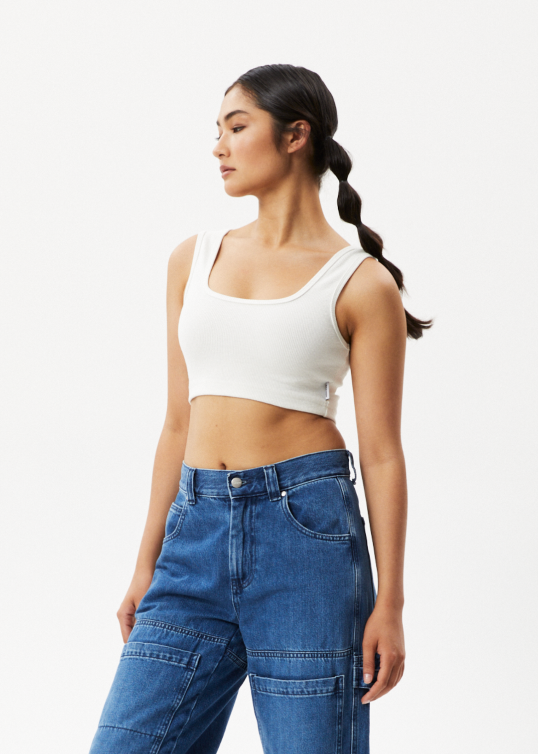 AFENDS Womens Chia - Ribbed Cropped Singlet - Off White 