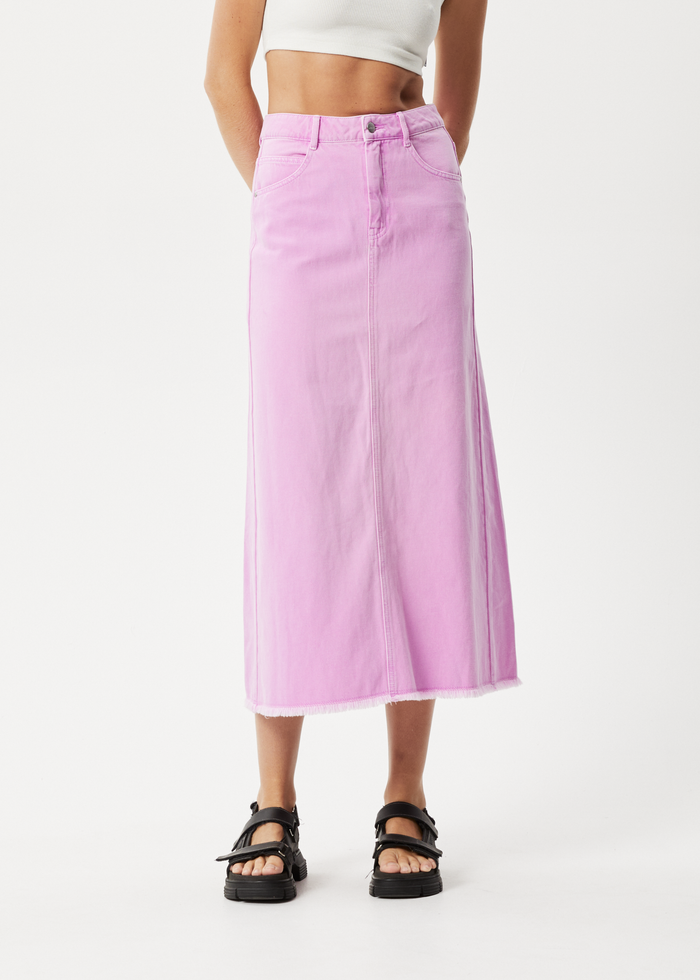 Afends Womens Chichi - Denim Midi Skirt - Faded Candy 