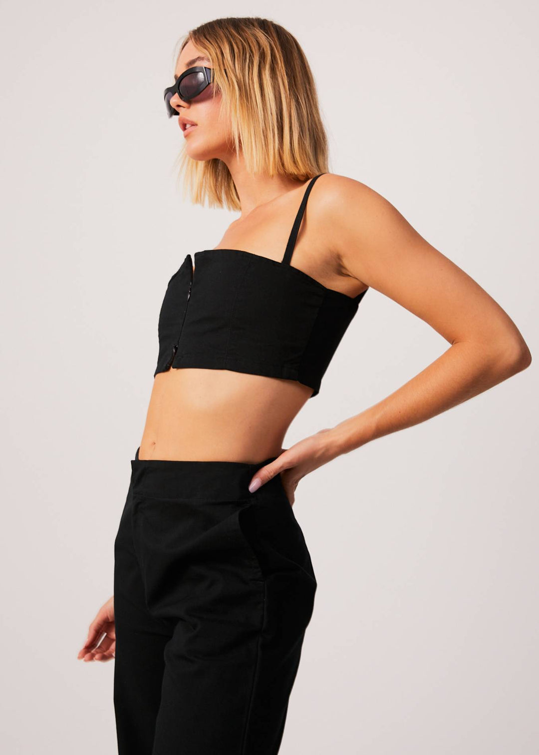 AFENDS Womens Cola - Panelled Crop Top - Black 