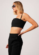 Afends Womens Cola - Recycled Panelled Crop Top - Black - Afends womens cola   recycled panelled crop top   black 