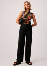 Afends Womens Cola - Recycled High Waisted Pants - Black - Afends womens cola   recycled high waisted pants   black 