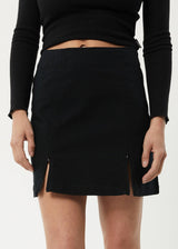 Afends Womens Cola - Recycled Panelled Mini Skirt - Black - Afends womens cola   recycled panelled mini skirt   black 