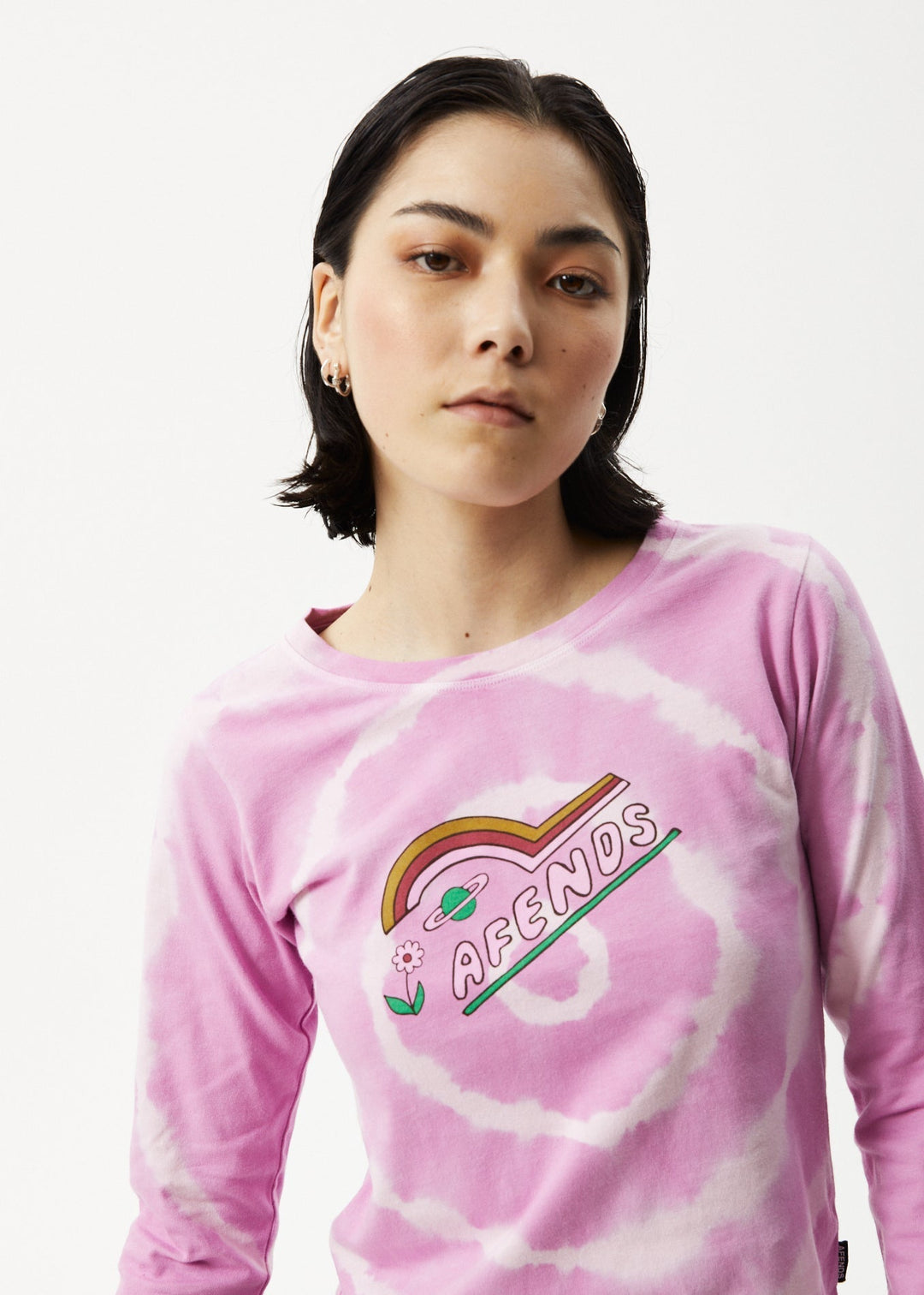 AFENDS Womens Day Dream - Long Sleeve Tie Dye Graphic T-Shirt - Candy 