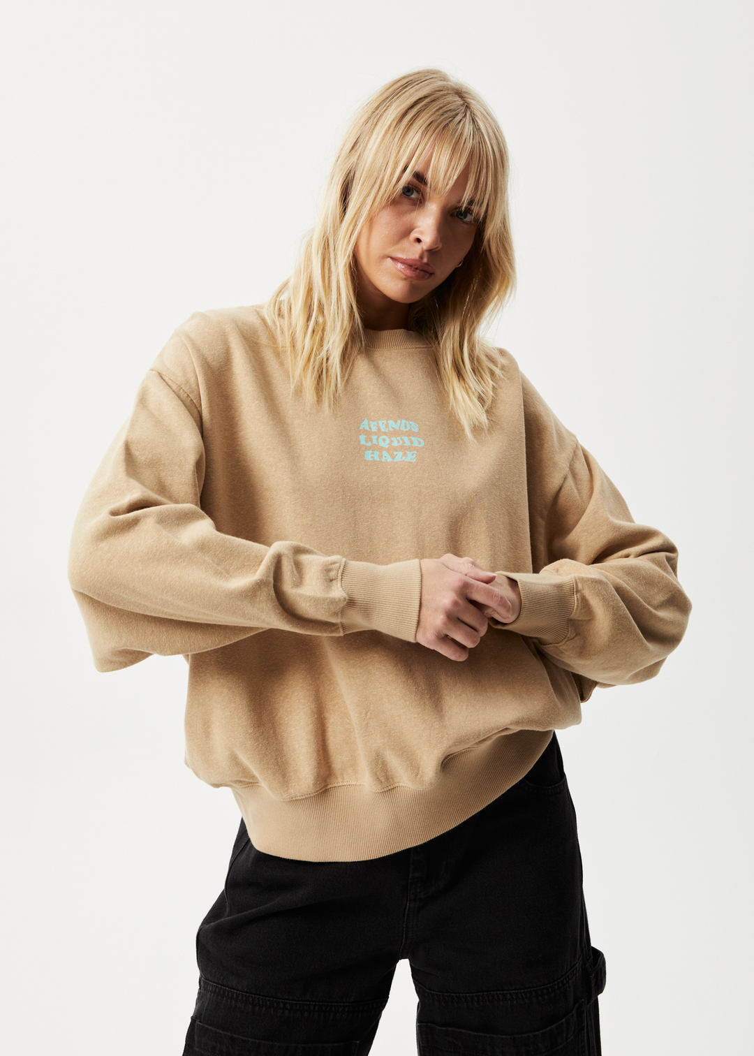 AFENDS Womens Daze - Crew Neck Jumper - Tan 