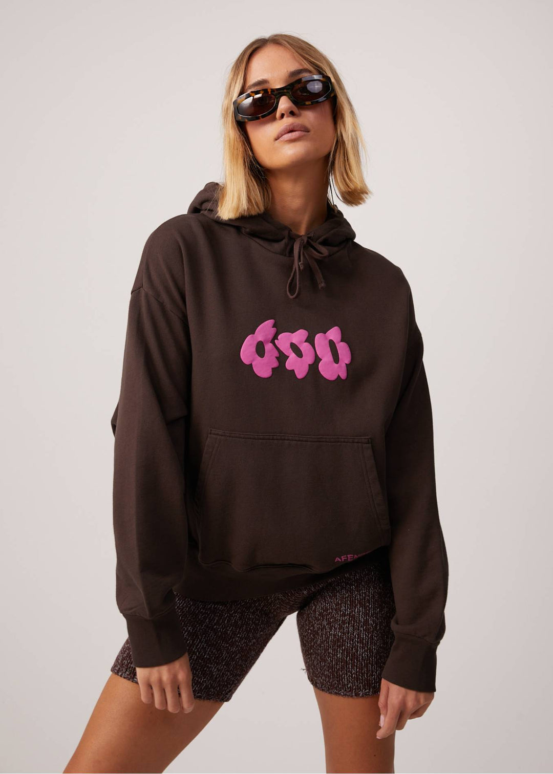 AFENDS Womens Digital Holiday - Floral Hoodie - Coffee 