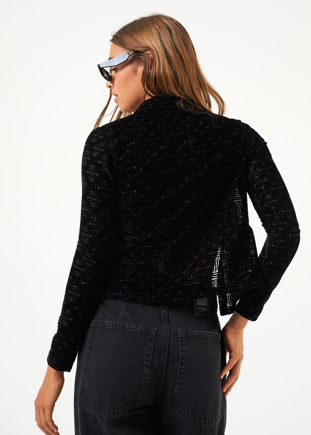 AFENDS Womens Echo - Sheer Long Sleeve Shirt - Black 