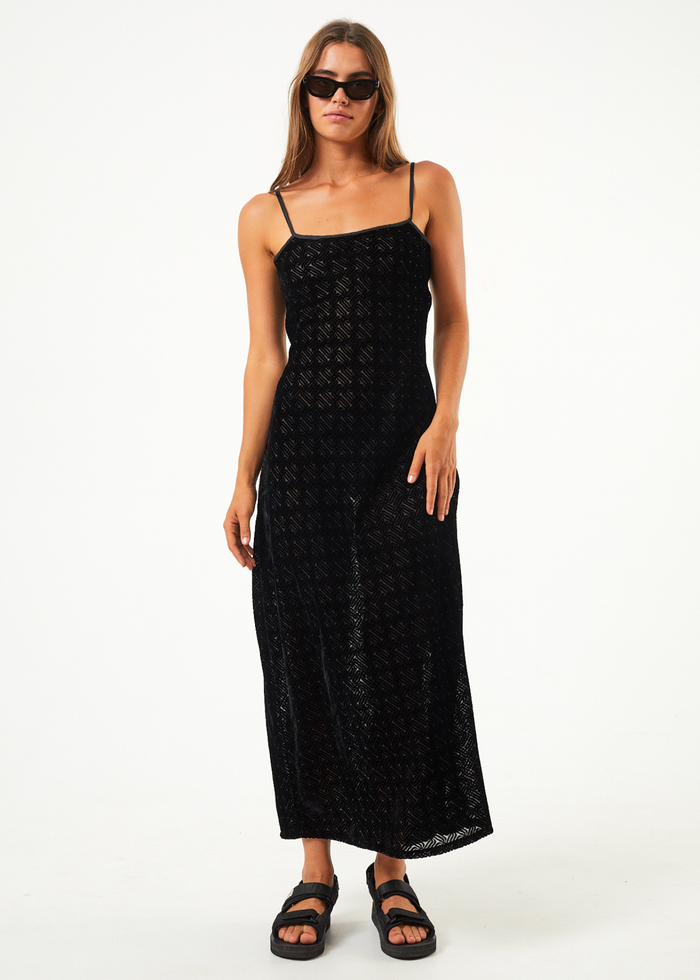 Afends Womens Echo - Recycled Sheer Maxi Dress - Black 