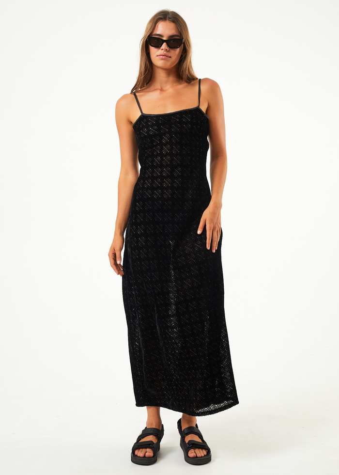 Afends Womens Echo Recycled Sheer Maxi Dress Black Afends AU