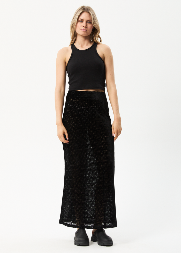 Afends Womens Echo - Recycled Sheer Maxi Skirt - Black 