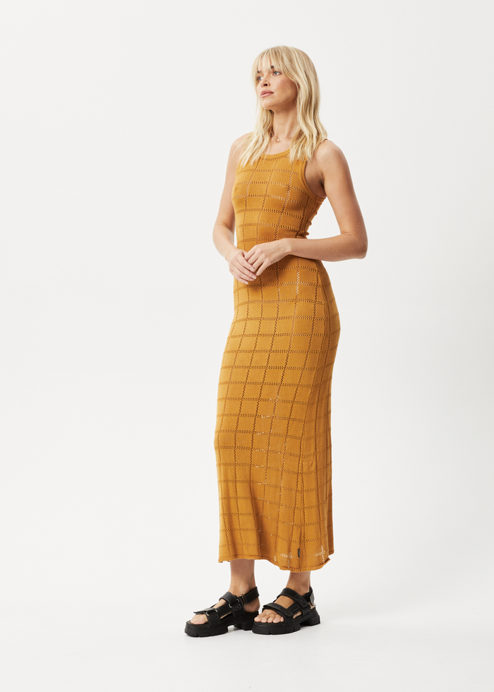 Afends Womens Femme - Knit Maxi Dress - Mustard 