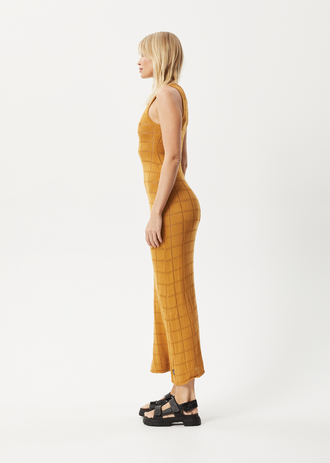 AFENDS Womens Femme - Knit Maxi Dress - Mustard 