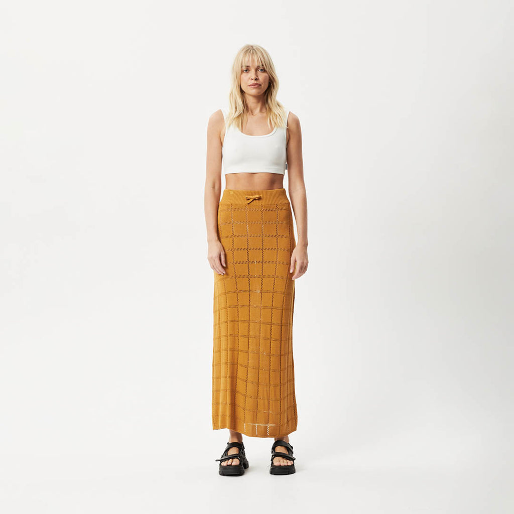 AFENDS Womens Femme - Knit Maxi Skirt - Mustard W232903-MUS-XS