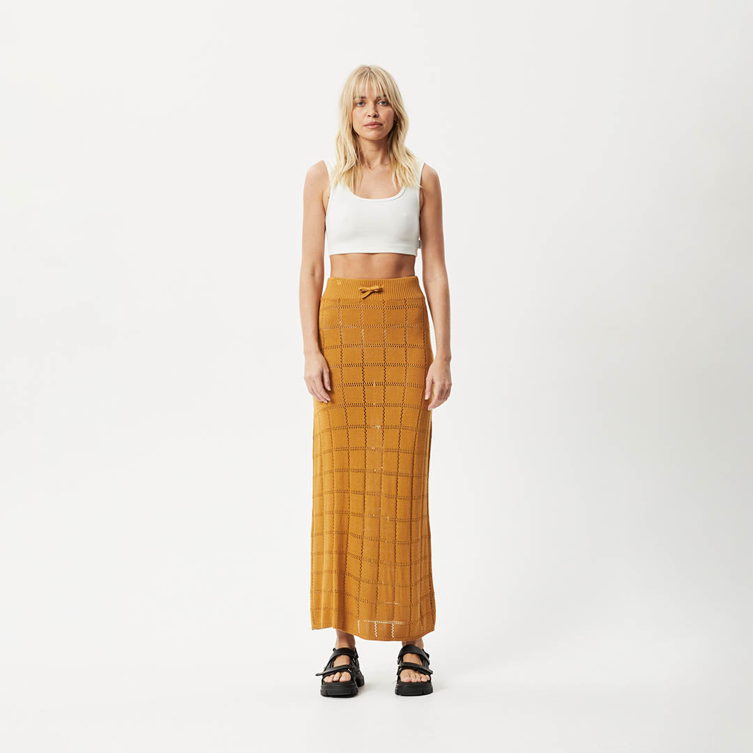 AFENDS Womens Femme - Knit Maxi Skirt - Mustard W232903-MUS-XS