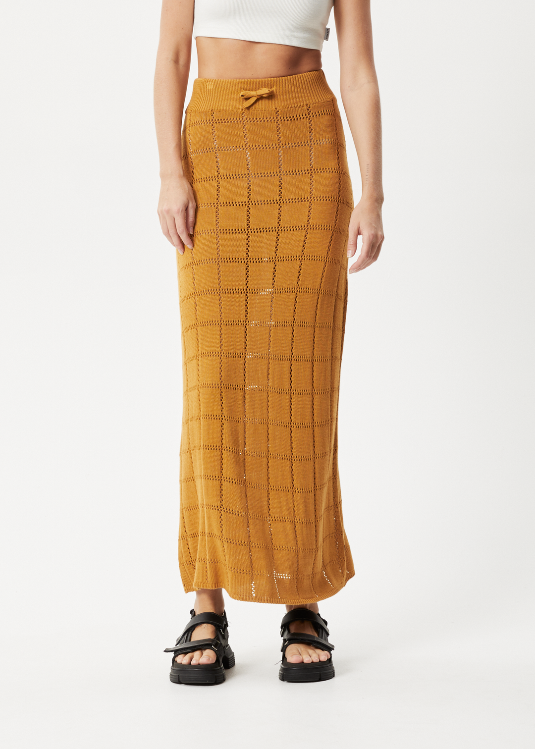 AFENDS Womens Femme - Knit Maxi Skirt - Mustard 