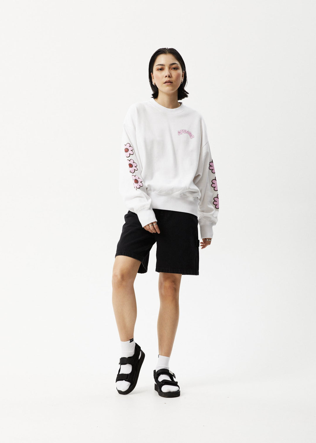 AFENDS Womens Flower - Crew Neck Jumper - White 