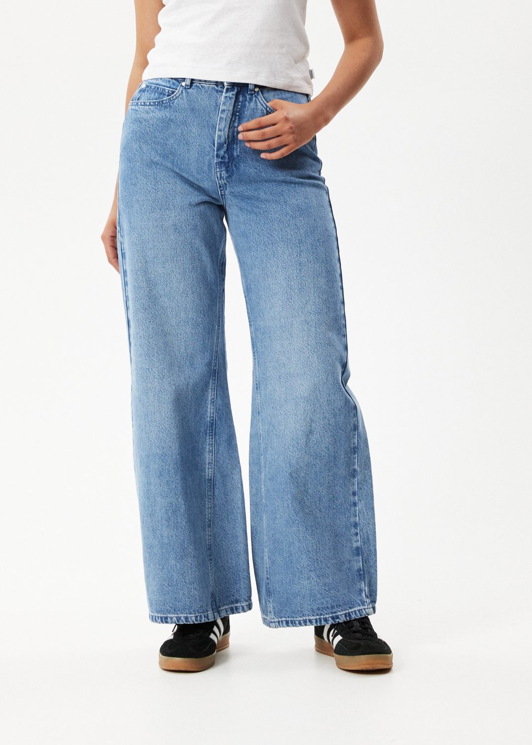 AFENDS Womens Gigi - Denim Flared Jeans - Worn Blue 