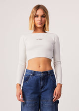 Afends Womens Harlow - Recycled Ribbed Long Sleeve Top - Off White - Afends womens harlow   recycled ribbed long sleeve top   off white 
