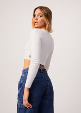 Afends Womens Harlow - Recycled Ribbed Long Sleeve Top - Off White - Afends womens harlow   recycled ribbed long sleeve top   off white 