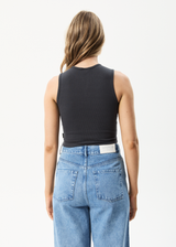 Afends Womens Harlow - Recycled Ribbed Singlet - Charcoal - Afends womens harlow   recycled ribbed singlet   charcoal 