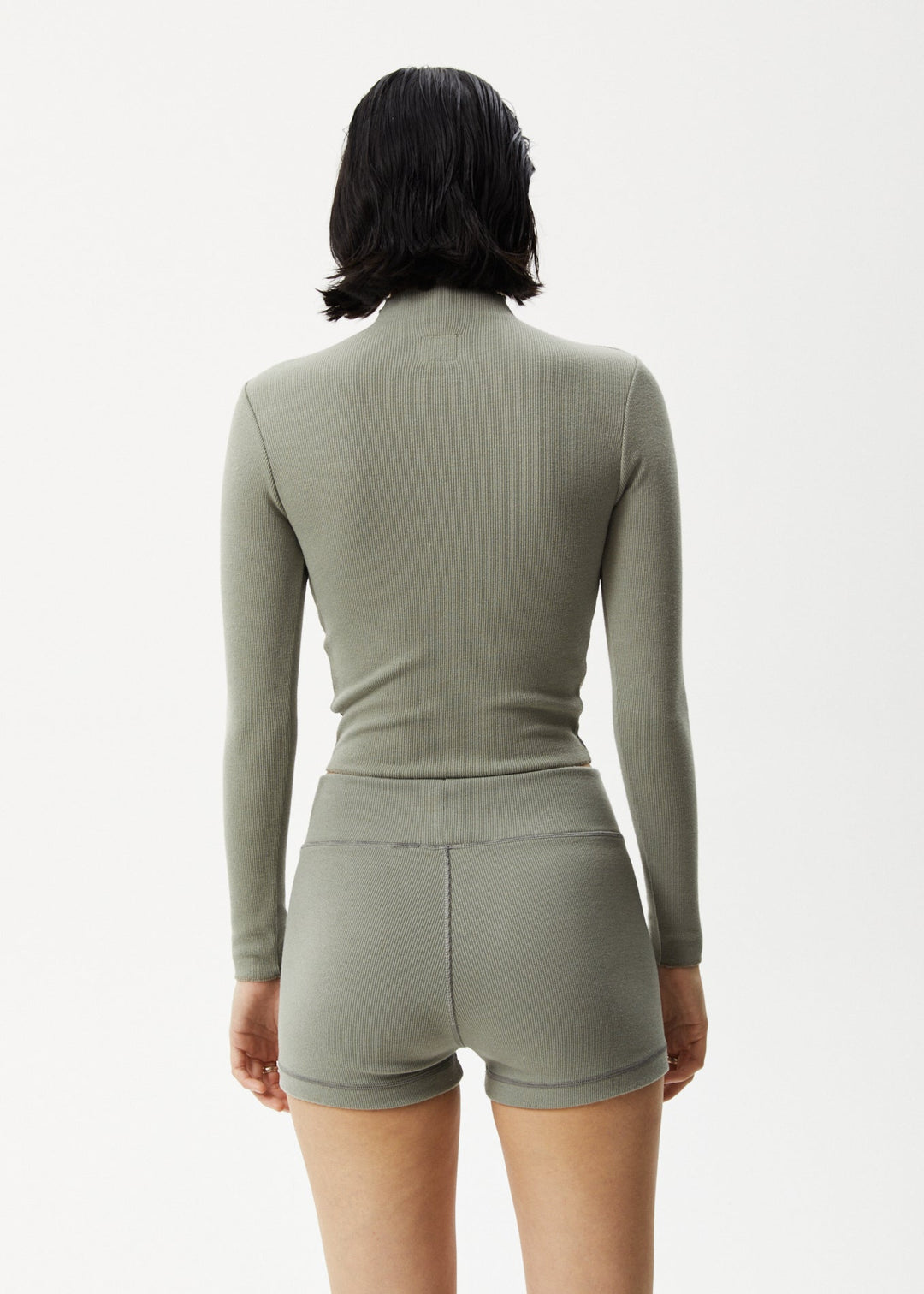 AFENDS Womens Iconic - Ribbed Long Sleeve Top - Olive 