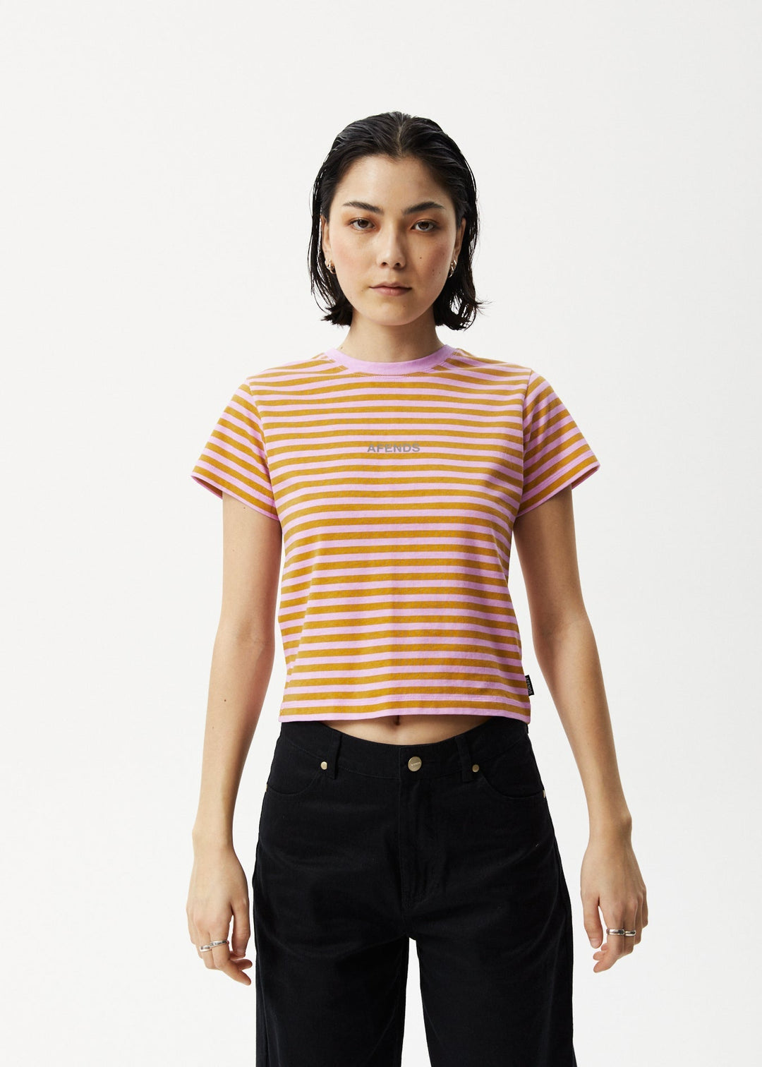 AFENDS Womens Jain - Baby T-Shirt - Candy Stripe 