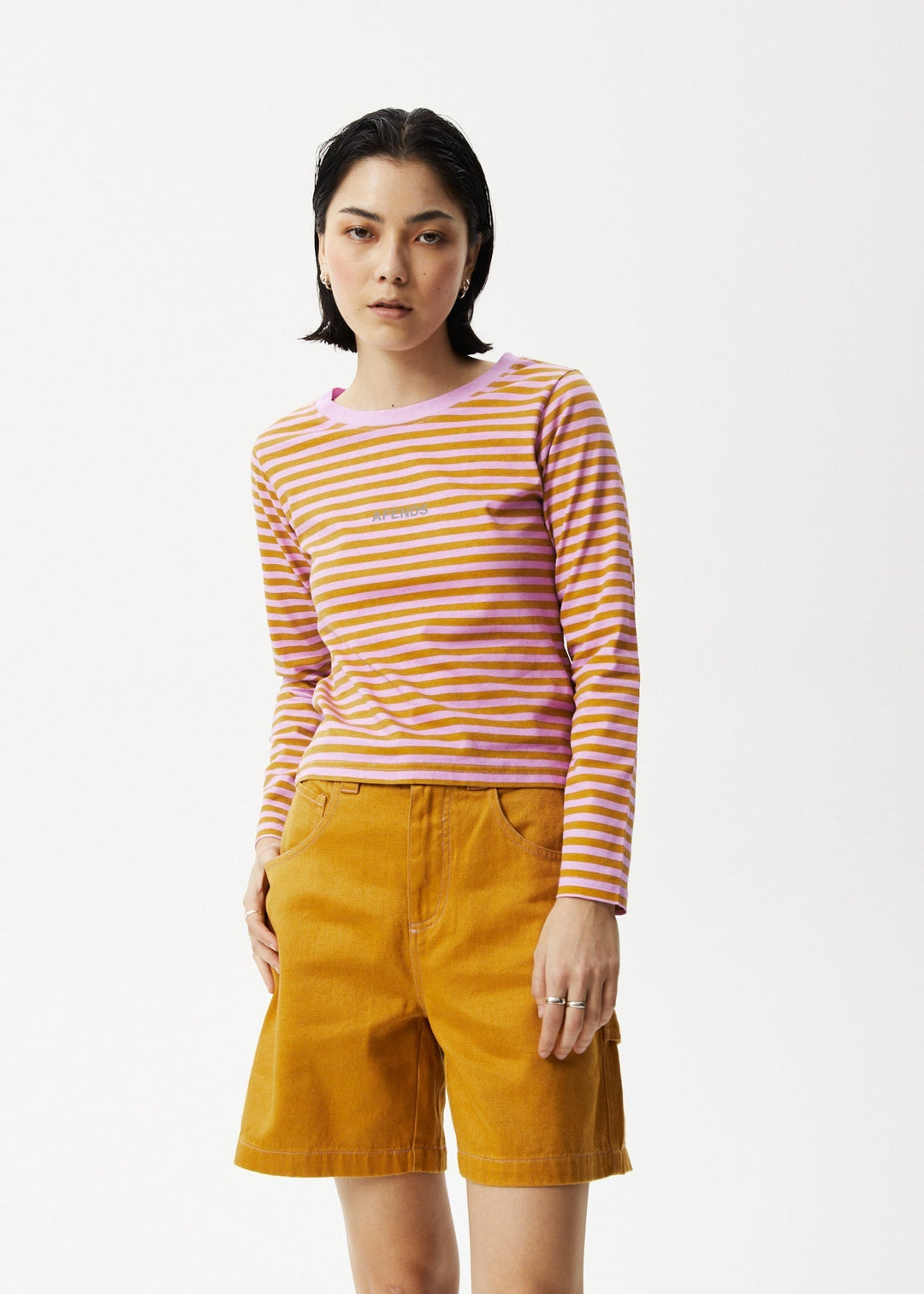 AFENDS Womens Jain - Long Sleeve T-Shirt - Candy Stripe 