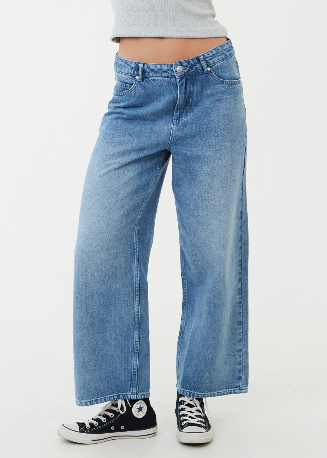 AFENDS Womens Kendall - Denim Low Rise Jeans - Worn Blue 