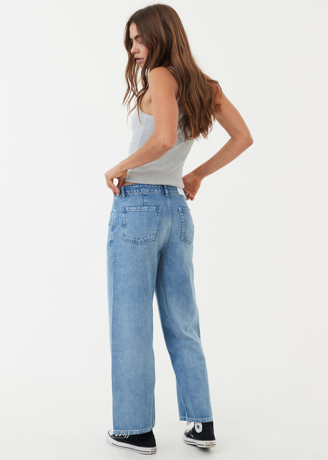 AFENDS Womens Kendall - Denim Low Rise Jeans - Worn Blue 