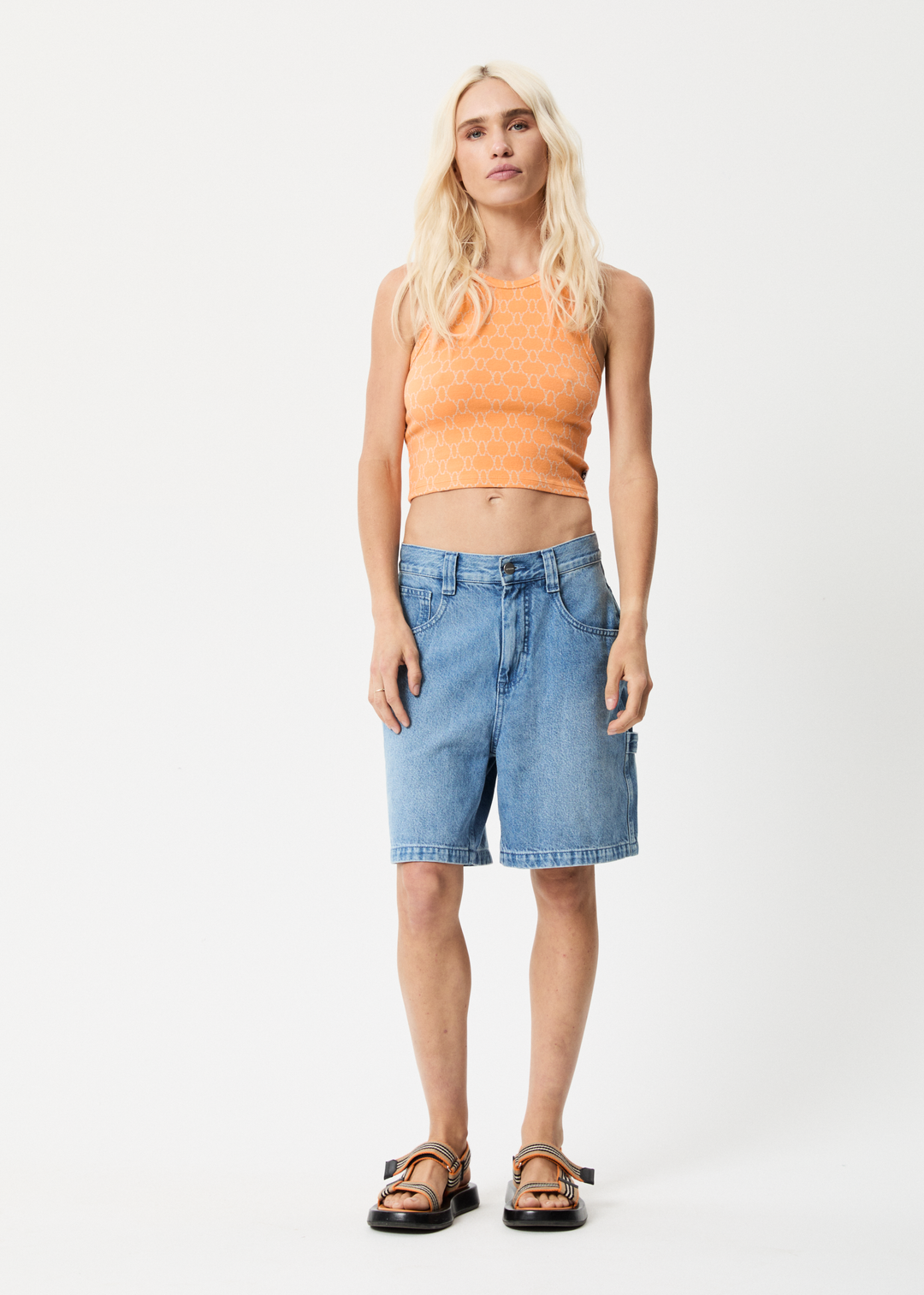 AFENDS Womens Lois - Cropped Singlet - Papaya W223083-PAP-XS