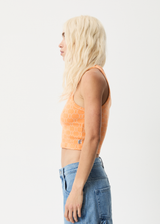 Afends Womens Lois - Recycled Cropped Singlet - Papaya - Afends womens lois   recycled cropped singlet   papaya 