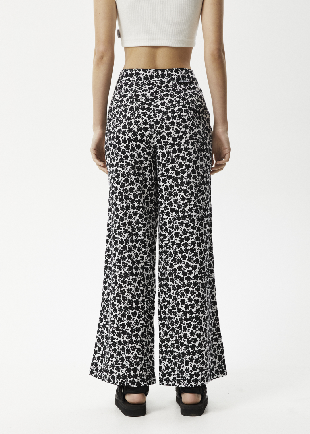 AFENDS Womens Madeline Sienna - Wide Leg Pants - Black Floral 