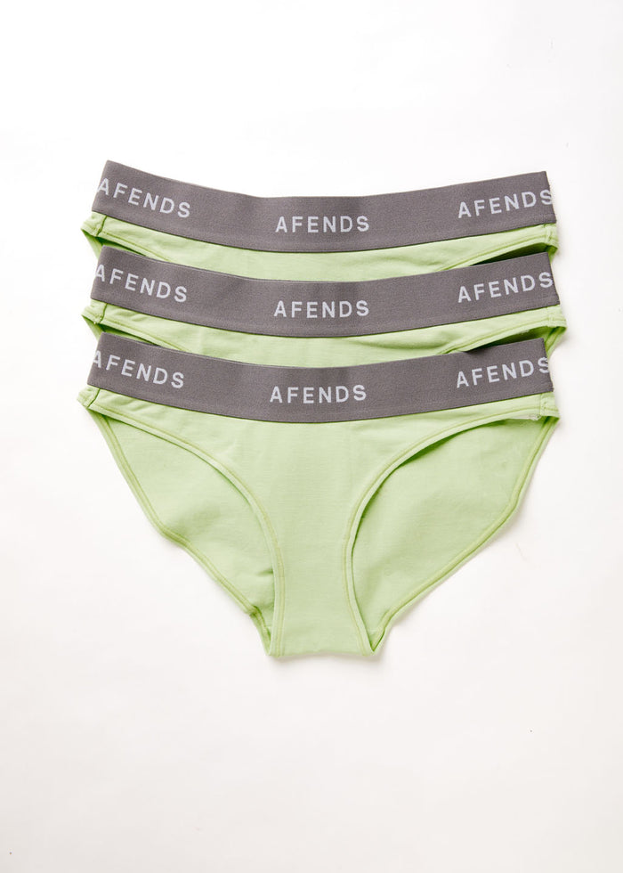 Afends Womens Molly - Hemp Bikini Briefs 3 Pack - Lime Green A220666-LMG-XS