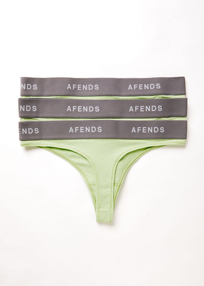 Afends Womens Molly - Hemp G-String Briefs 3 Pack - Lime Green A220667-LMG-XS