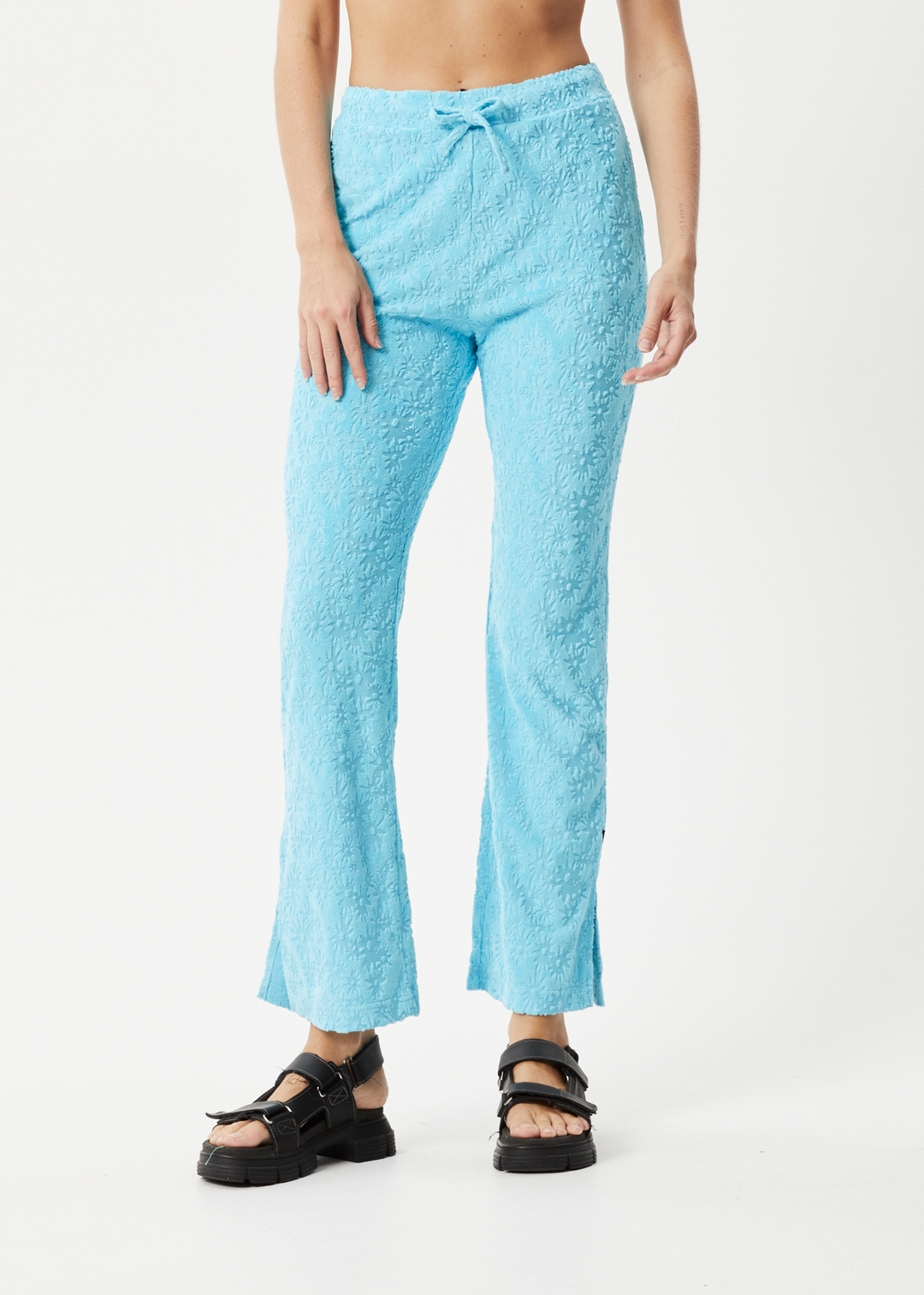 AFENDS Womens Moon - Terry Pants - Blue Daisy 