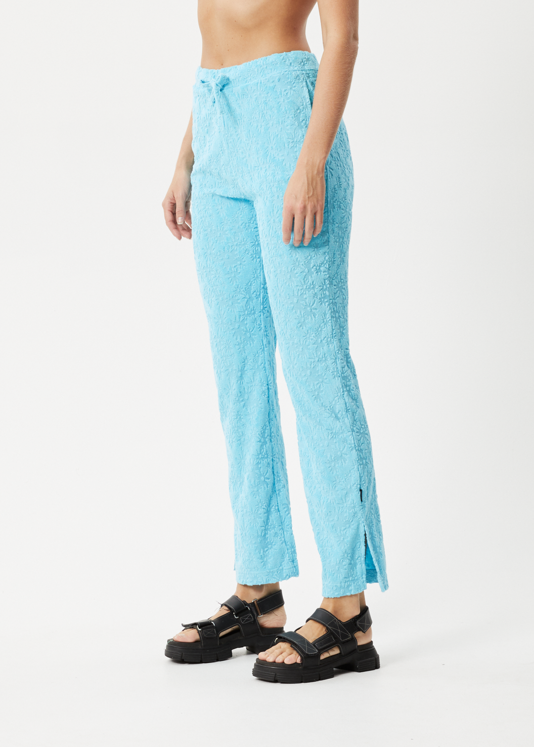 AFENDS Womens Moon - Terry Pants - Blue Daisy 